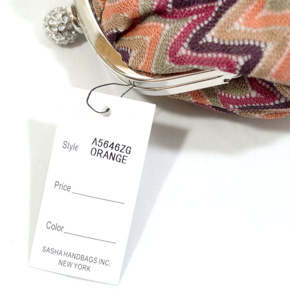 SASHA  Boho Orange Chevron Pattern Slouchy Bag - Picture 7 of 9